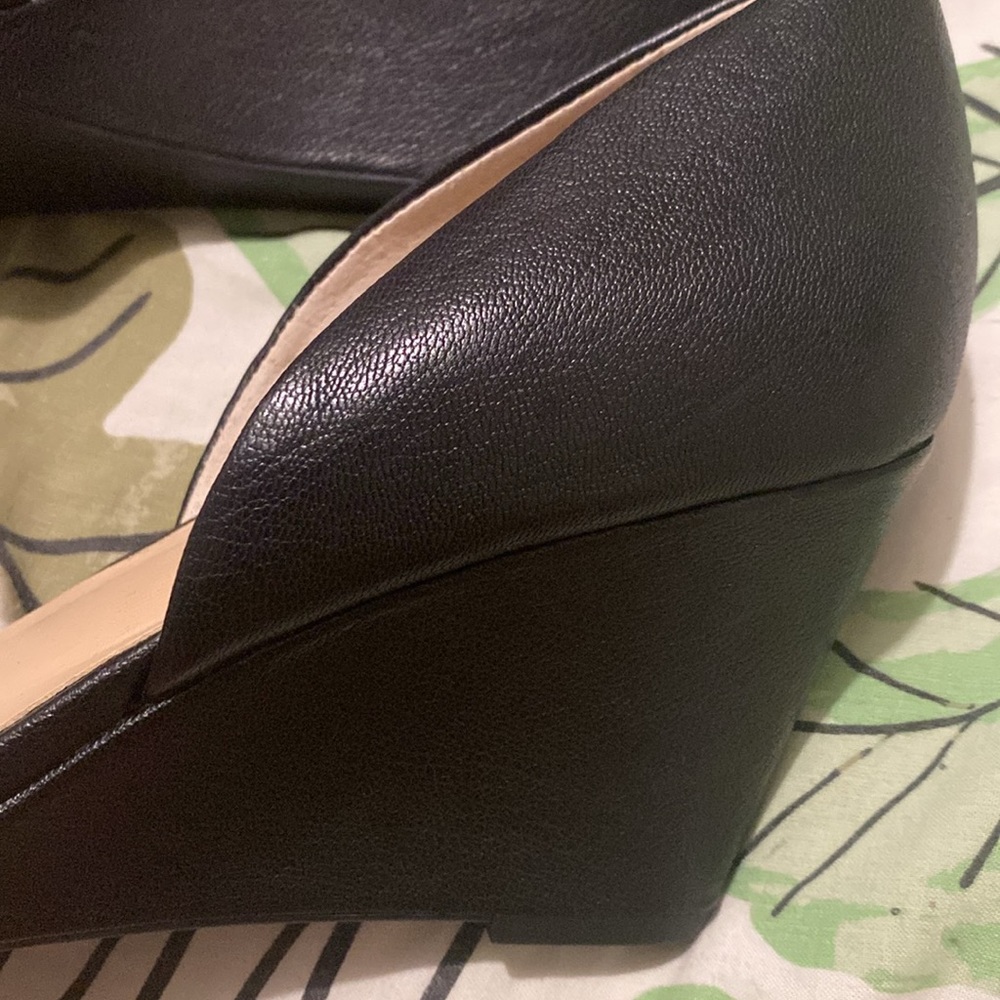 Franco Sarto Leather Pump Heels Black Fenway Leather Wedge Size 12 - Picture 6 of 10